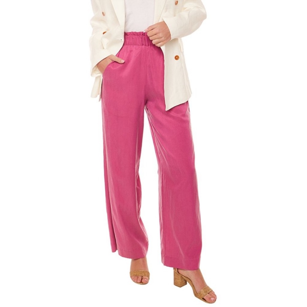 Casa Raki Relaxed Wide-Leg Pink Pull-On Pants